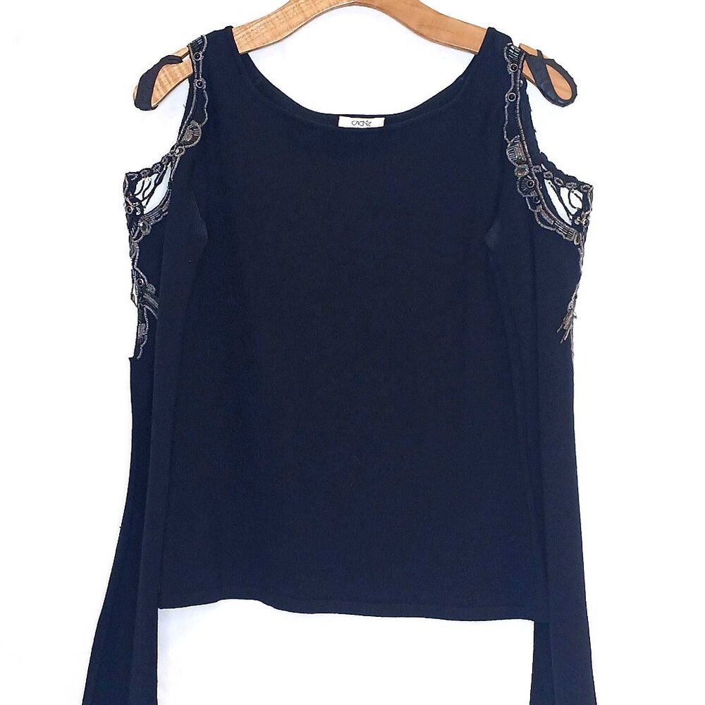 Cache Beaded Cold Shoulder Top - image 1